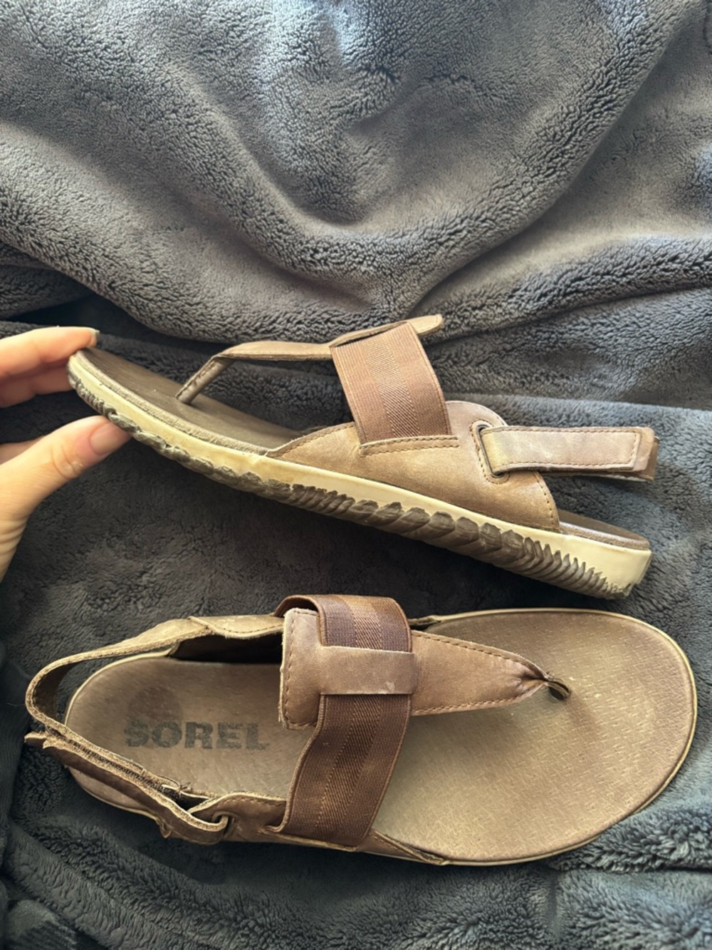 Women’s Sorel Out n About Plus Leather Sandal, Size 8.5, hard rubber bottom